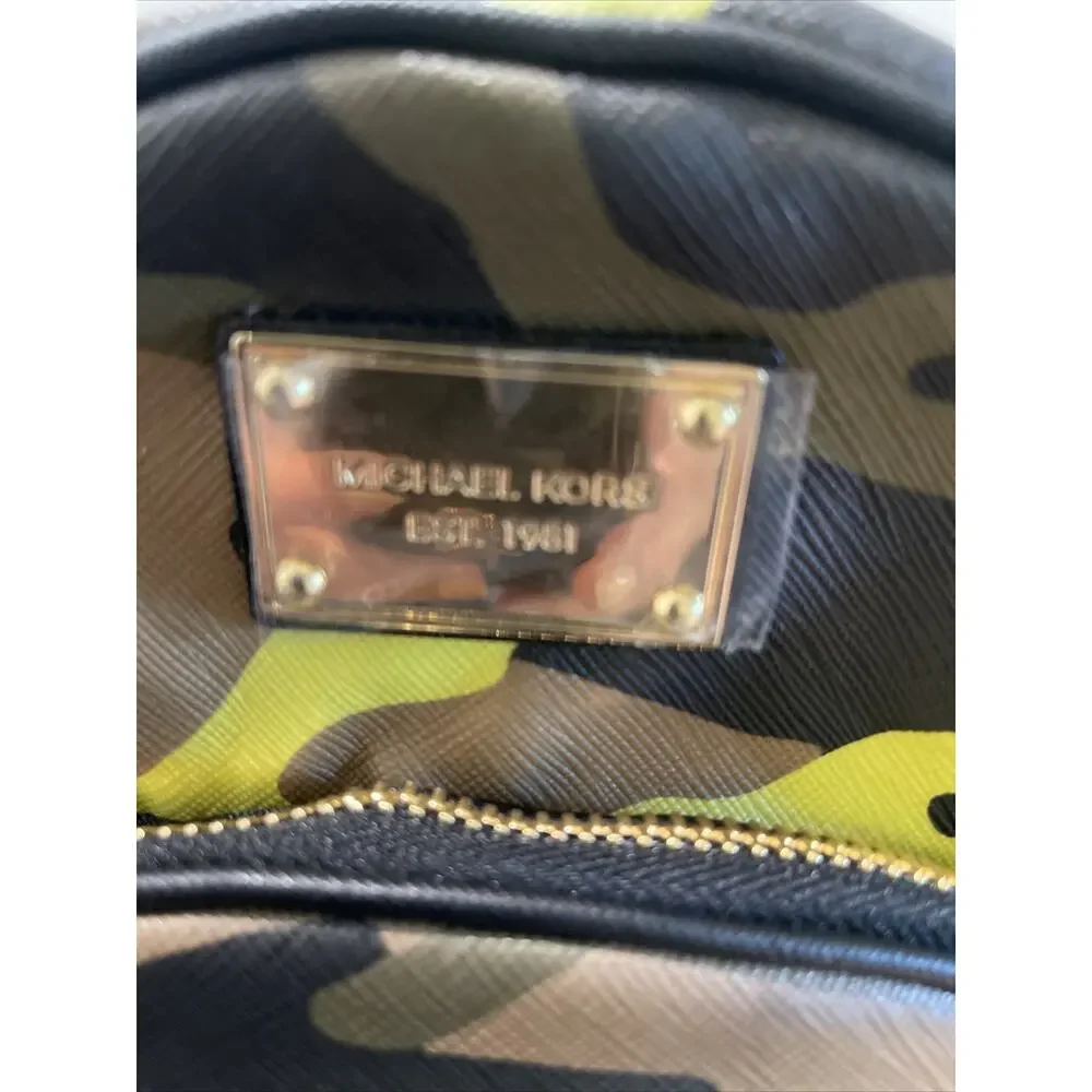 Michael Kors Jet Set Women's Acid Lemon & Green Camo Backpack Rare NWT